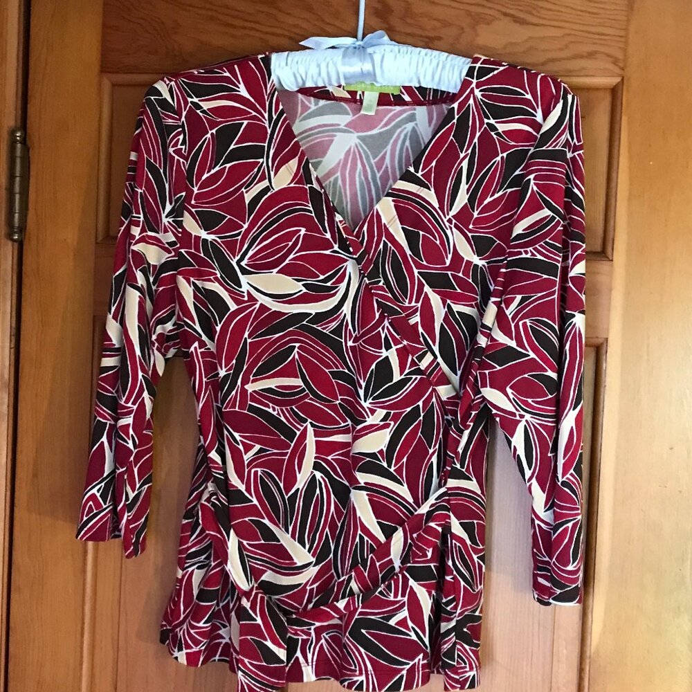 SIGRID OLSEN faux wrap long sleeve top, size XL.
